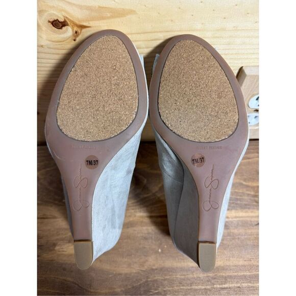 Jessica Simpson Selonia Women's Size 7Wedge Pump Shoes Warm Stone MicroSuede Gem - Picture 6 of 13